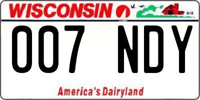 WI license plate 007NDY