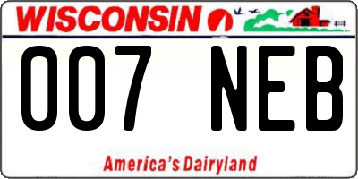 WI license plate 007NEB