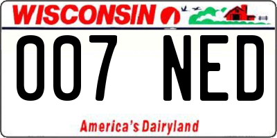 WI license plate 007NED