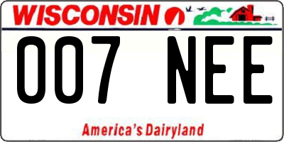 WI license plate 007NEE