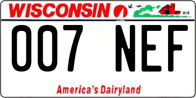 WI license plate 007NEF
