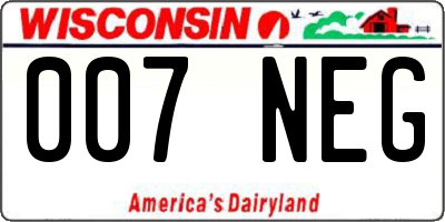 WI license plate 007NEG