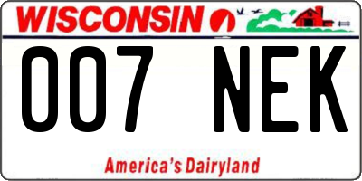 WI license plate 007NEK