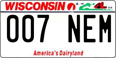 WI license plate 007NEM