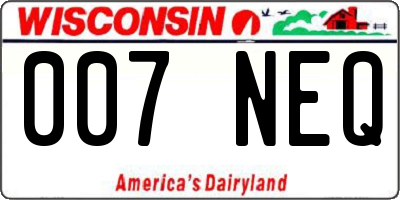 WI license plate 007NEQ
