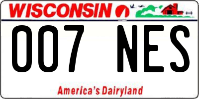 WI license plate 007NES