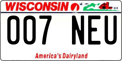 WI license plate 007NEU