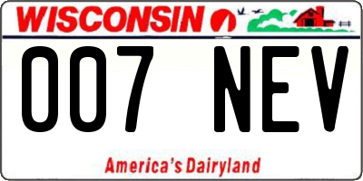 WI license plate 007NEV