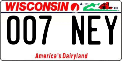 WI license plate 007NEY