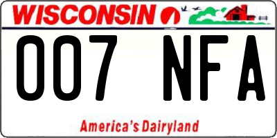 WI license plate 007NFA