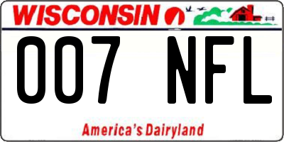 WI license plate 007NFL
