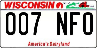 WI license plate 007NFO