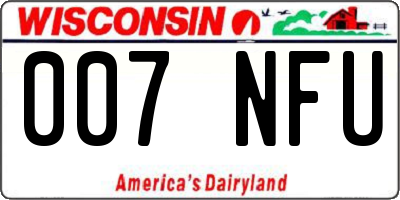 WI license plate 007NFU