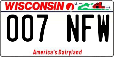 WI license plate 007NFW