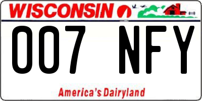 WI license plate 007NFY
