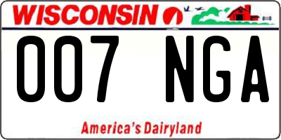WI license plate 007NGA