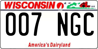 WI license plate 007NGC
