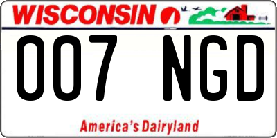 WI license plate 007NGD