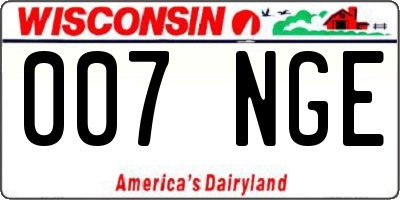 WI license plate 007NGE