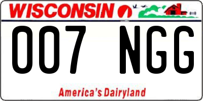 WI license plate 007NGG