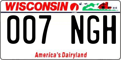 WI license plate 007NGH