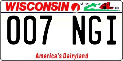 WI license plate 007NGI