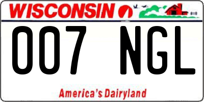 WI license plate 007NGL