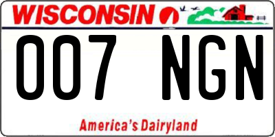 WI license plate 007NGN