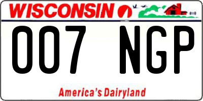 WI license plate 007NGP