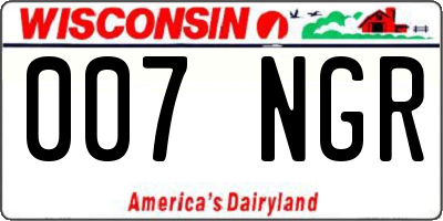 WI license plate 007NGR