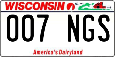 WI license plate 007NGS