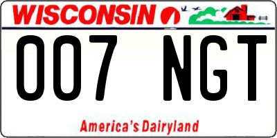 WI license plate 007NGT