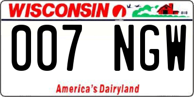 WI license plate 007NGW