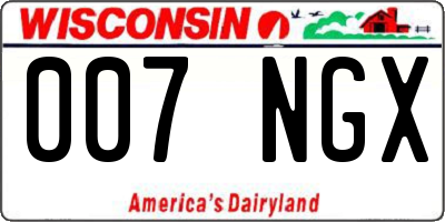 WI license plate 007NGX