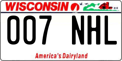 WI license plate 007NHL