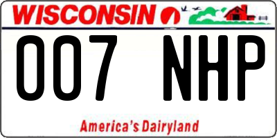 WI license plate 007NHP