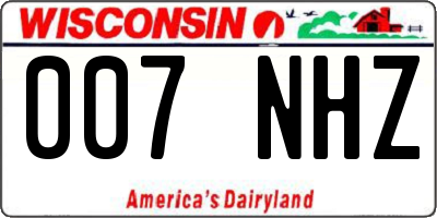 WI license plate 007NHZ