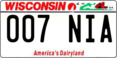 WI license plate 007NIA