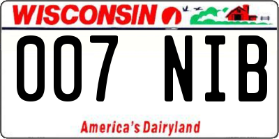 WI license plate 007NIB