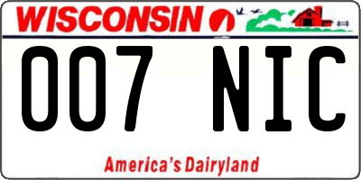 WI license plate 007NIC