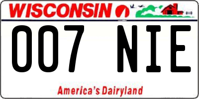 WI license plate 007NIE