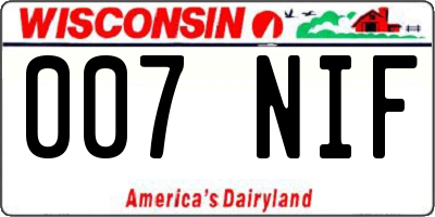 WI license plate 007NIF
