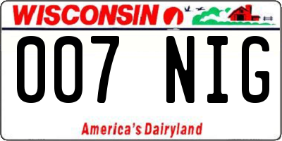WI license plate 007NIG