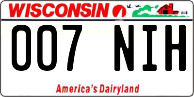 WI license plate 007NIH