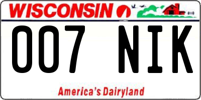 WI license plate 007NIK