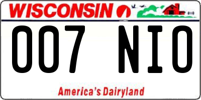 WI license plate 007NIO