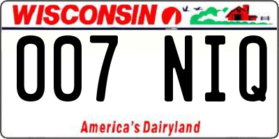 WI license plate 007NIQ