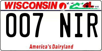 WI license plate 007NIR