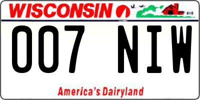 WI license plate 007NIW
