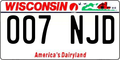 WI license plate 007NJD